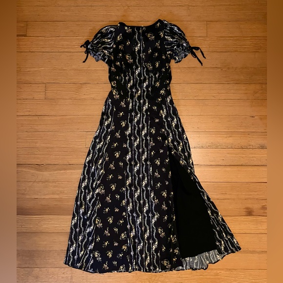 NWOT Free People Magdalena Midi dress in Black/Yellow Floral Sz 0. - Picture 3 of 12